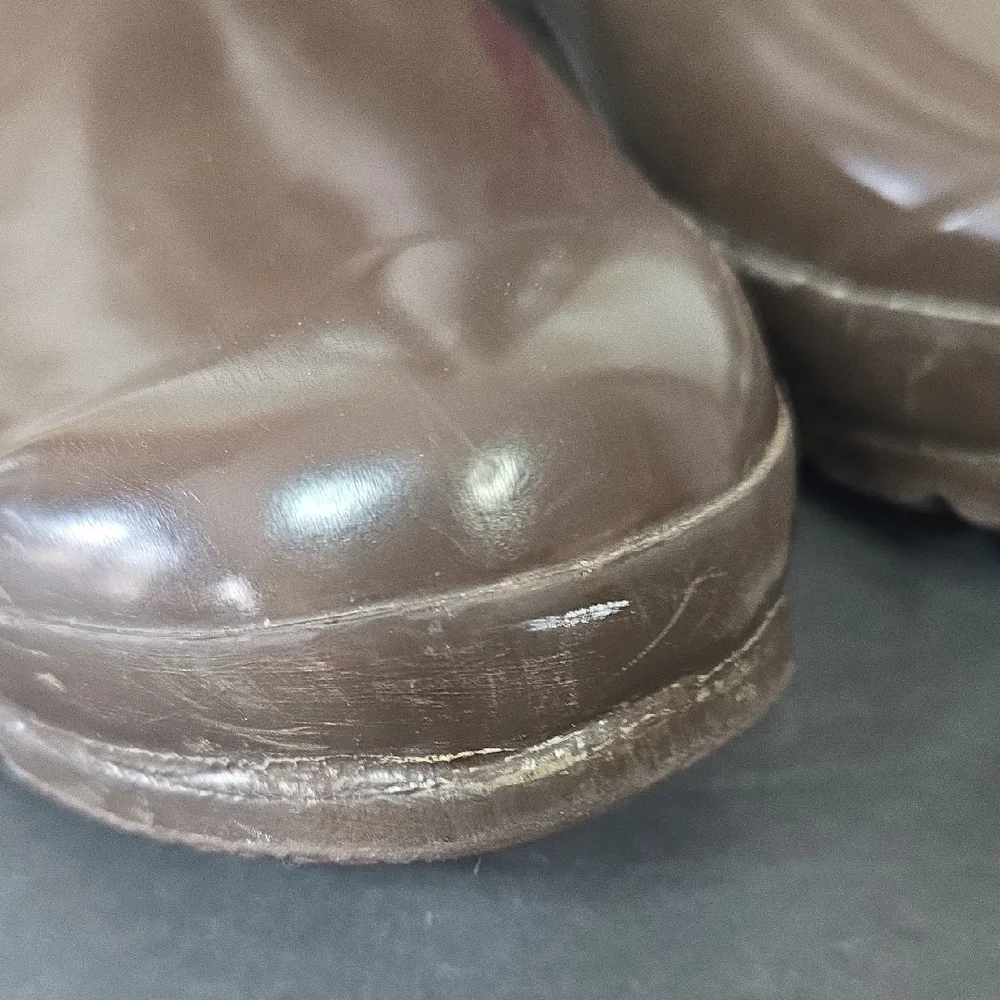 Hunter Size 8 Gloss Dark Brown Tall Rubber Rain Boots - Picture 5 of 16